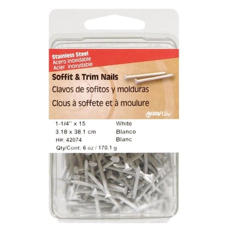 Hillman 42074 6 oz Soffit &amp; Trim Steel Nails White - 1.25 in. - pack of 5 5285671